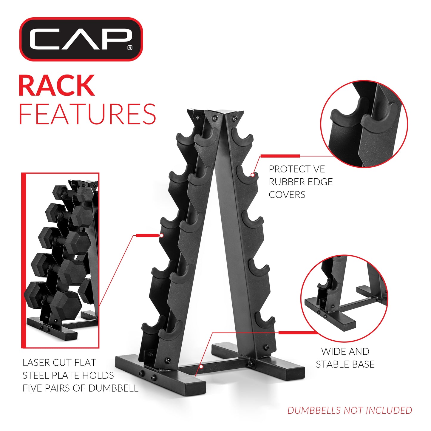 a Frame-Style Dumbbell Stand, Black (Holds 5 Pairs)