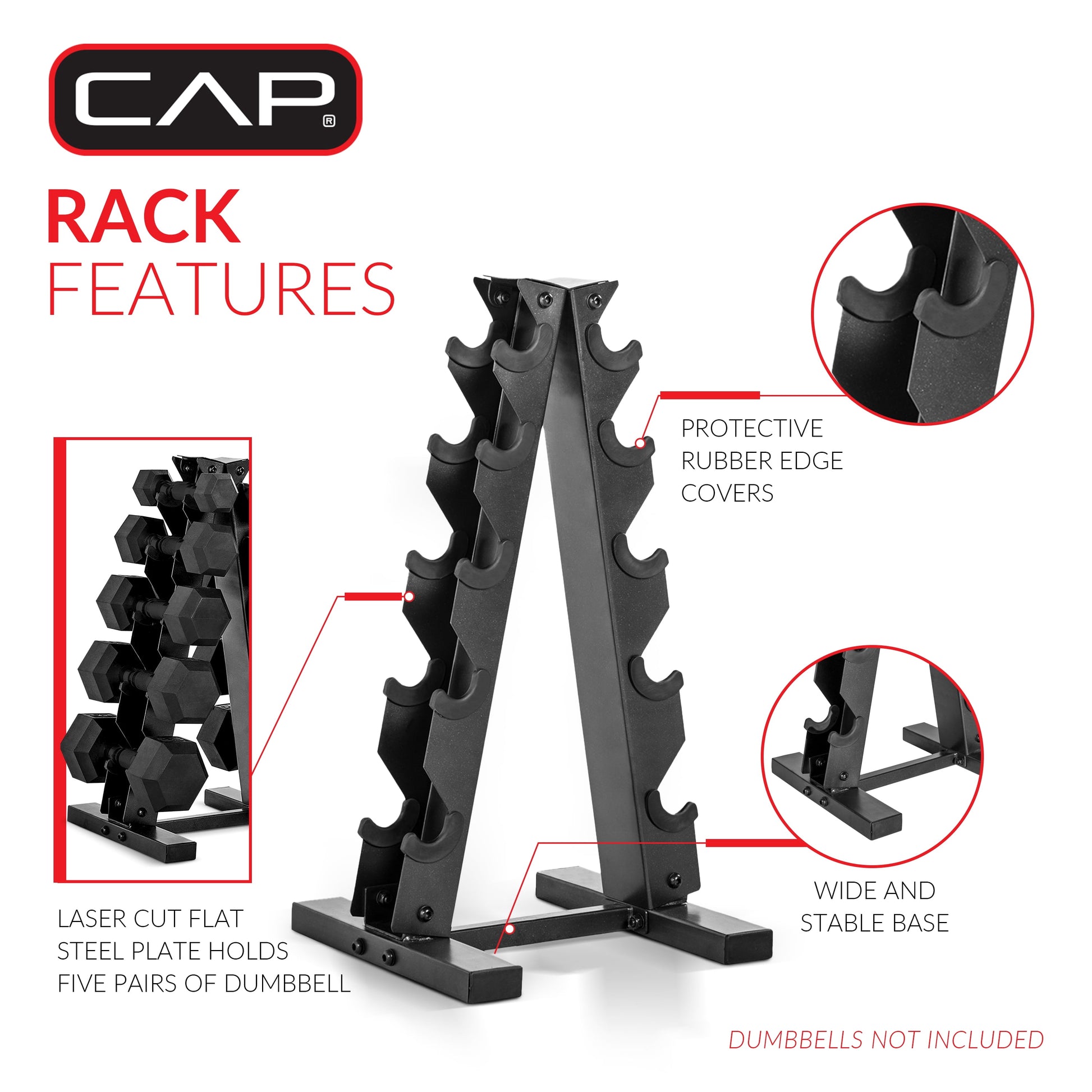 a Frame-Style Dumbbell Stand, Black (Holds 5 Pairs)