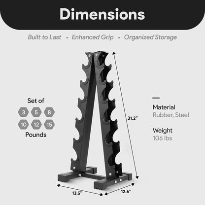 Balancefrom Fitness 110 Pound Neoprene Coated Cast Iron Dumbbell X Elite Exercise Workout Set with Stand, 10 Pairs of 1 to 10 Pound Weights, Black
