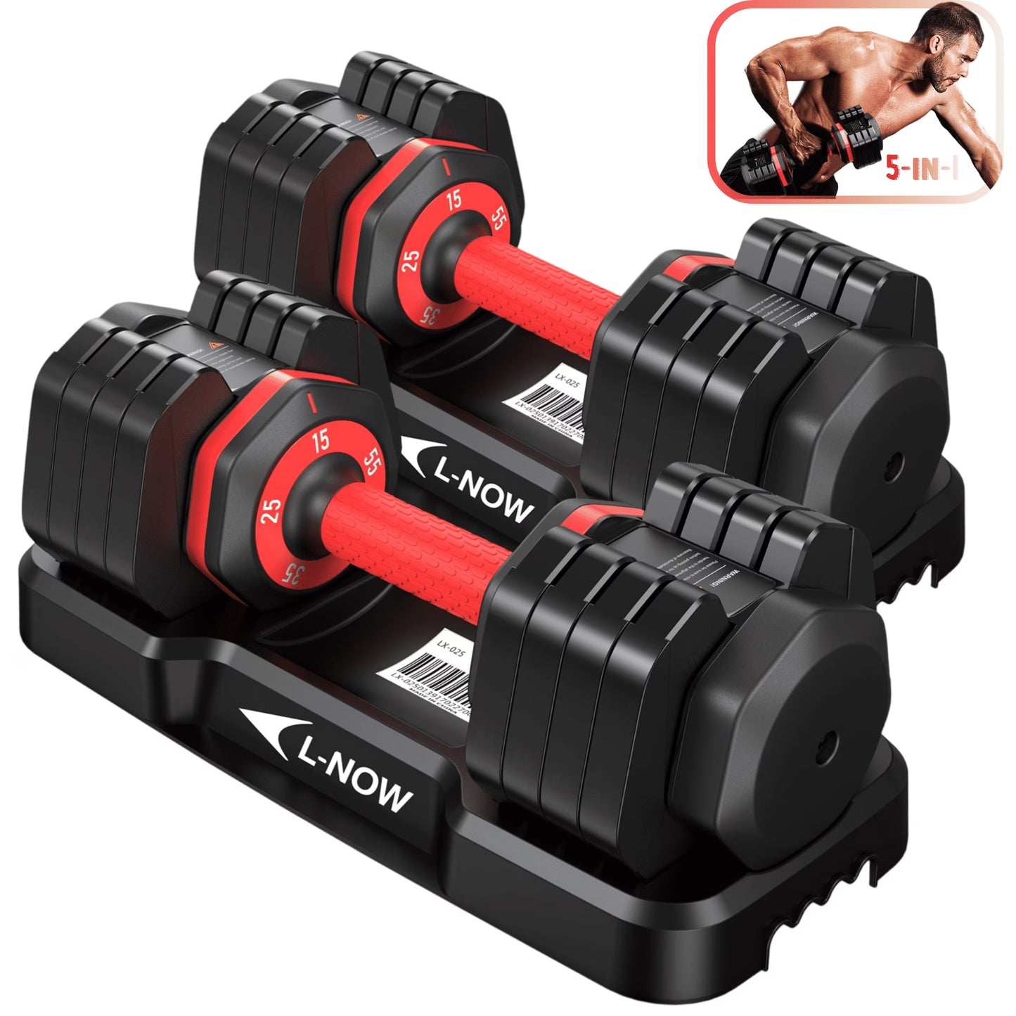 110LB Adjustable Dumbbells with High Quality Tray 15Lb to 55Lb Adjustable Dumbbell for Home Gym Exercise Equipment